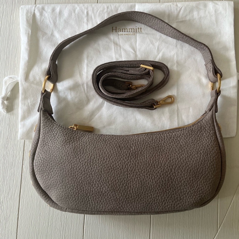 Hammitt Small Becker Nubuck Grey Natural/Brushed Gold